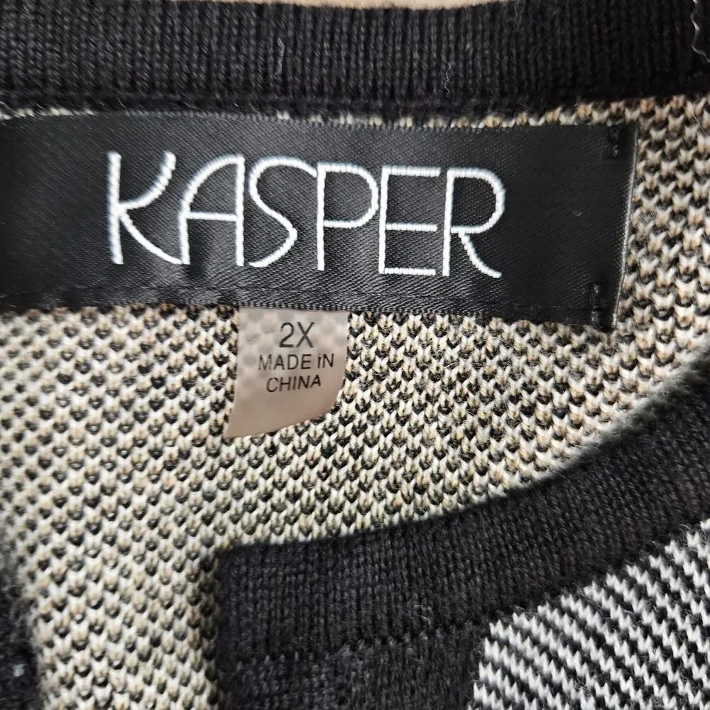 Kasper Cardigan Buckle Neck Closure Neutral Plus Size‎ 2X Sweater Topper Jacket